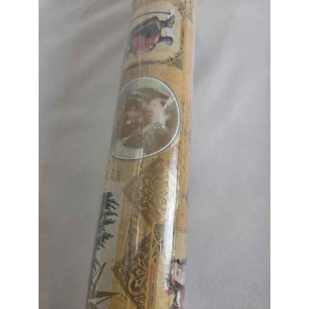 Vtg Christmas Wrapping Paper Hallmark Nostalgic Classic Red Pink Pionsetta